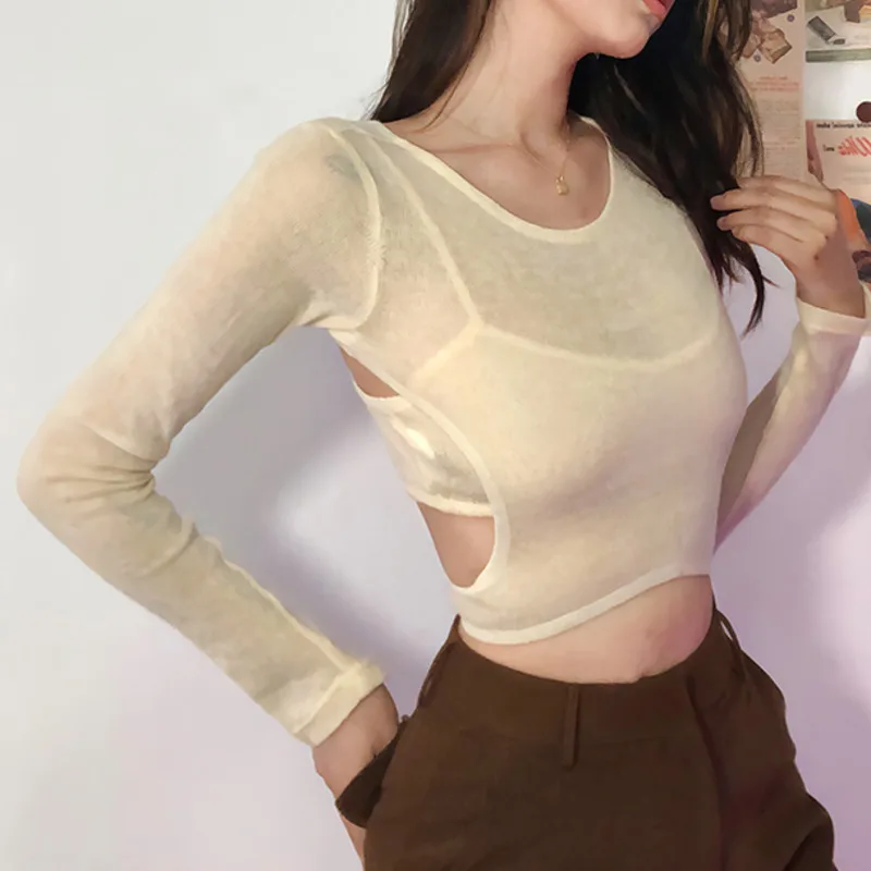 Women Sexy T-shirt Feminine Perspective Slim Small Suspender Long Sleeve Slim Suit
Women Sexy T-shirt Feminine Perspective Slim Small Suspender Long Sleeve Slim Suit