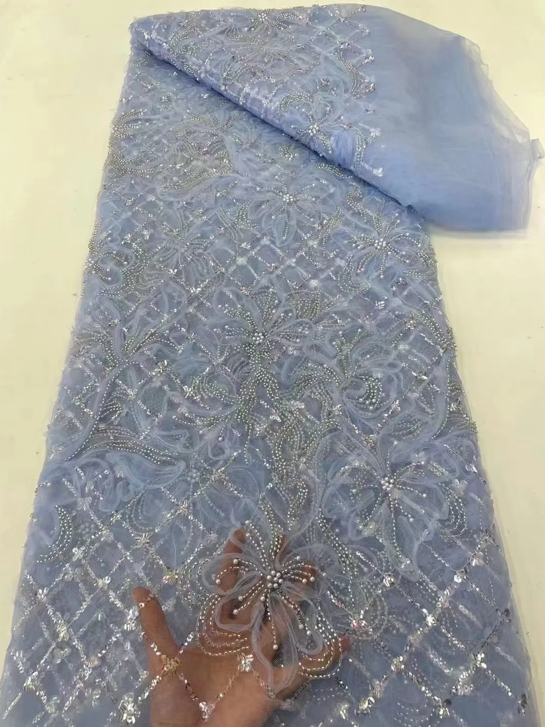 2023 5Y High Quality Sky Blue African Tulle Mesh Nigerian 3D Flower Sequins Fabric Wedding Groom Embroidery French Lace Fabrics
2023 5Y High Quality Sky Blue African Tulle Mesh Nigerian 3D Flower Sequins Fabric Wedding Groom Embroidery French Lace Fabrics