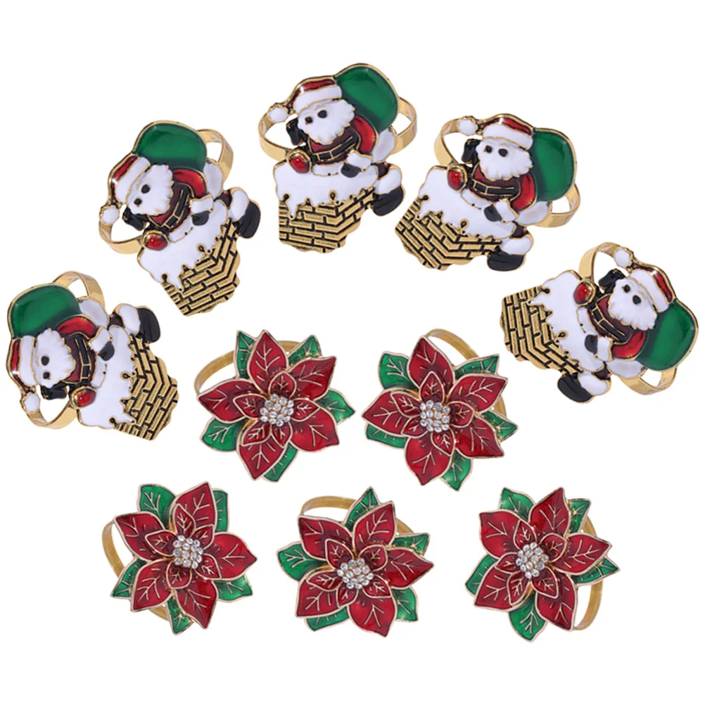 10pcs Christmas Theme Napkin Ring Santa Claus Flower Napkin Ring Holders Metal Napkin Ring for Party
10pcs Christmas Theme Napkin Ring Santa Claus Flower Napkin Ring Holders Metal Napkin Ring for Party