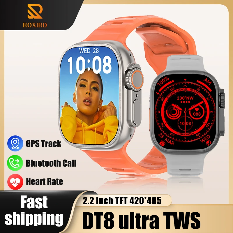 2.2-inch DT8 Ultra TWS Smart Watch BT Call NFC GPS Sports Heart Rate Monitor Smart Watch For Apple Android Phone Series 8 Pk HK8
2.2-inch DT8 Ultra TWS Smart Watch BT Call NFC GPS Sports Heart Rate Monitor Smart Watch For Apple Android Phone Series 8 Pk HK8