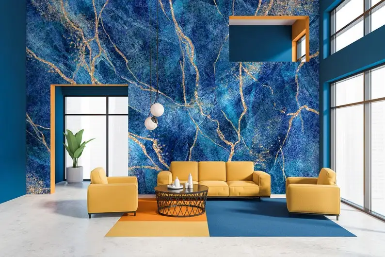 Abstract wallpaper, blue marble with gold, Wall Mural, Removable Wallpaper, Self Adhesive, Peel and Stick, Wall Decor
Abstract wallpaper, blue marble with gold, Wall Mural, Removable Wallpaper, Self Adhesive, Peel and Stick, Wall Decor
