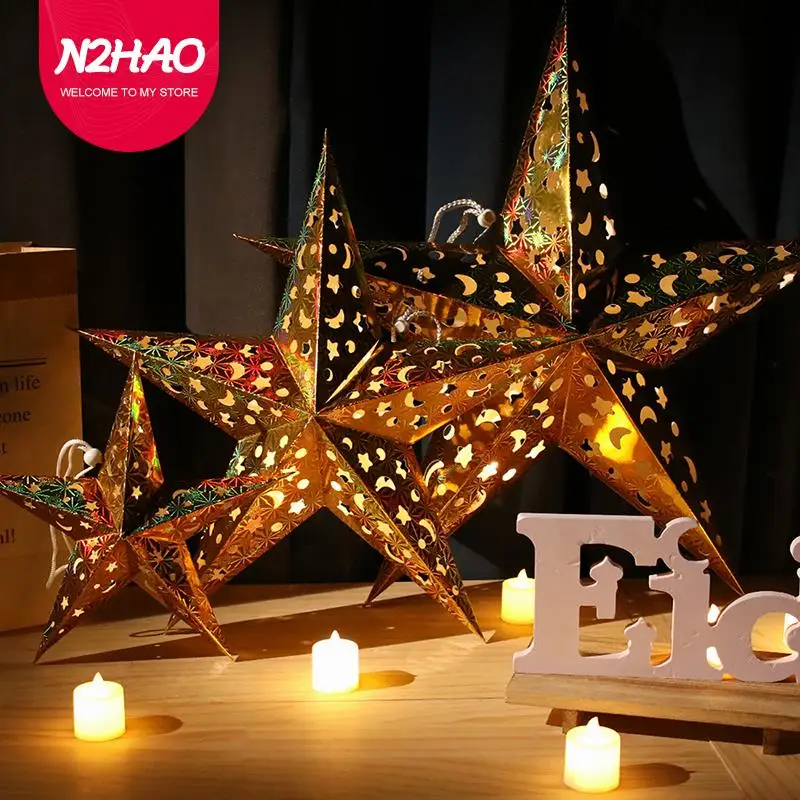 Eid Al-Fitr Mubarak Hollow Out Star Hanging Pendant Ramadan Decor for Islam Muslim Party Eid 3D Five-pointed Star Decoration
Eid Al-Fitr Mubarak Hollow Out Star Hanging Pendant Ramadan Decor for Islam Muslim Party Eid 3D Five-pointed Star Decoration