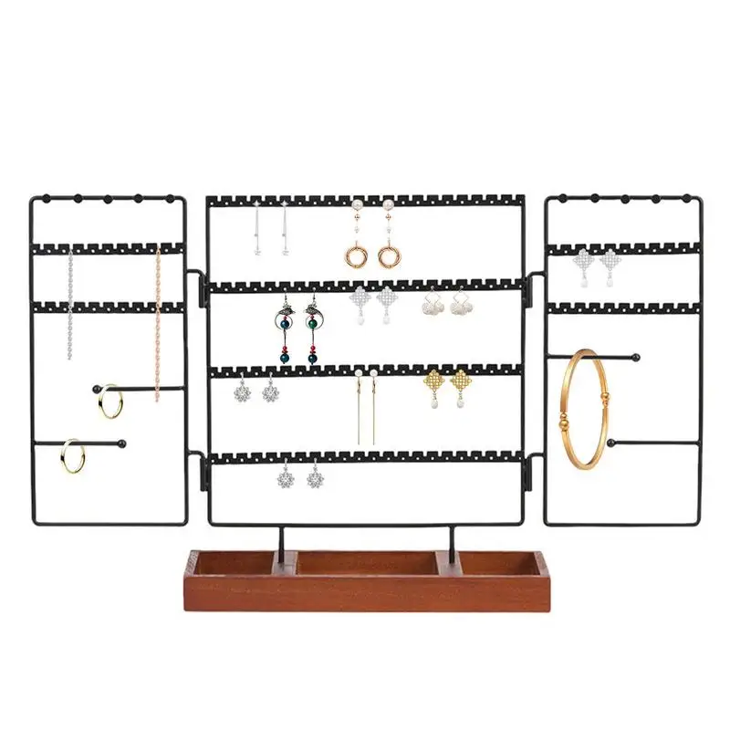 Jewelry Stand Earring Display Stand With Wood Tray Tabletop Storage Organizers For Pendants Necklaces Rings Bracelets Bangles
Jewelry Stand Earring Display Stand With Wood Tray Tabletop Storage Organizers For Pendants Necklaces Rings Bracelets Bangles