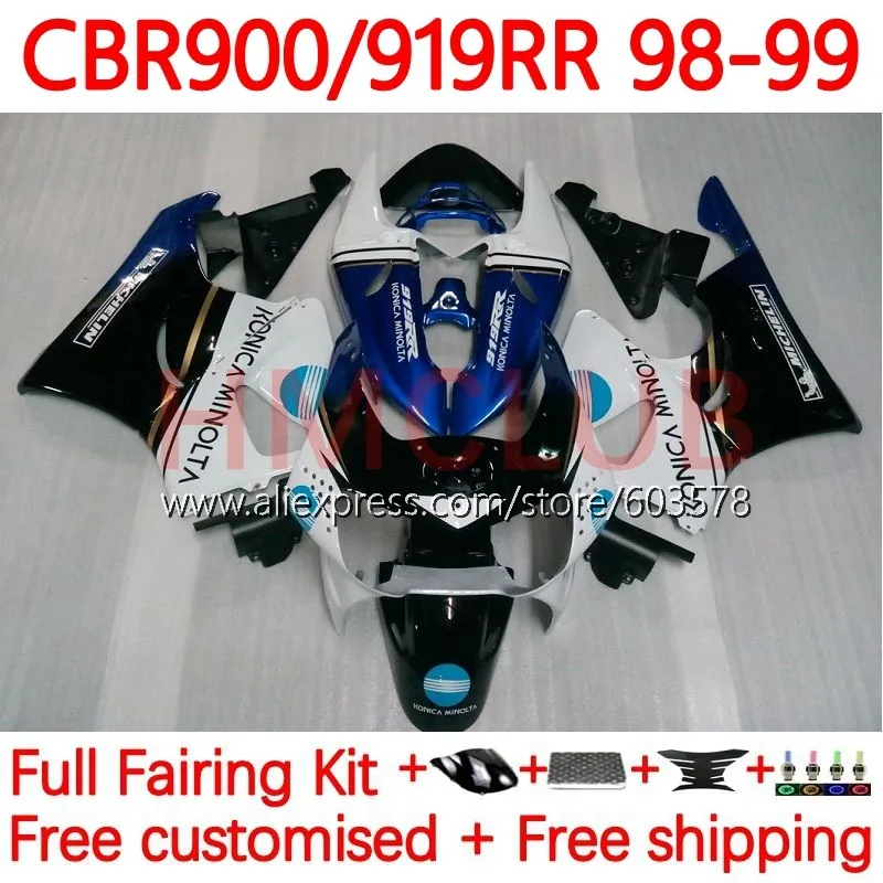 Body For HONDA CBR919RR CBR 919RR 900RR CBR900 919 RR CC 98-99 KONICA blue CBR919 RR 1998 1999 CBR900RR 98 99 Fairing 118No.21
Body For HONDA CBR919RR CBR 919RR 900RR CBR900 919 RR CC 98-99 KONICA blue CBR919 RR 1998 1999 CBR900RR 98 99 Fairing 118No.21