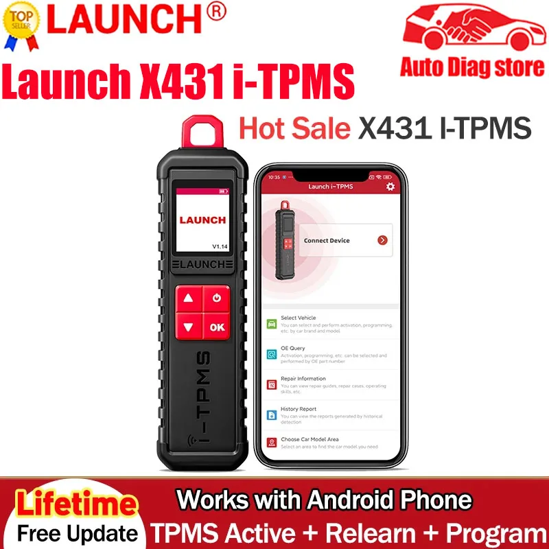 2024-LAUNCH X431 I-TPMS Инструмент для диагностики давления в автомобильных шинах активная