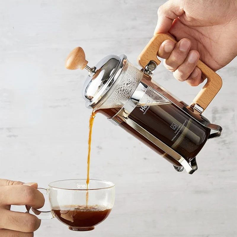 French pressure pot coffee pot household filter cup hand-made French filter pressure pot tea and coffee equipment wooden handle
French pressure pot coffee pot household filter cup hand-made French filter pressure pot tea and coffee equipment wooden handle