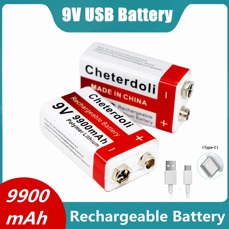 Lithium battery 9V USB Rechargeable 9900mAh Batteries for Micro Phone,Smoke Alarms,Electronic Toys, Walkie-Talkie and More
Lithium battery 9V USB Rechargeable 9900mAh Batteries for Micro Phone,Smoke Alarms,Electronic Toys, Walkie-Talkie and More