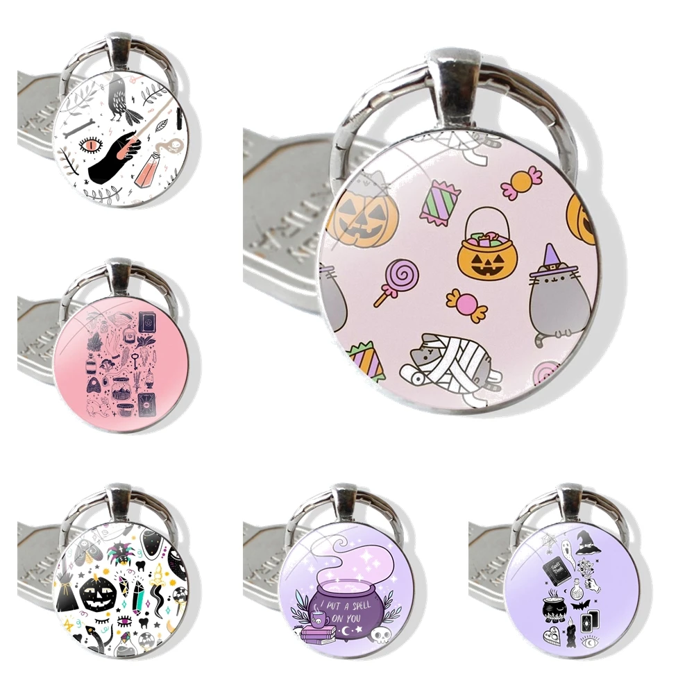Fashion Creative Design Cartoon Halloween Witch Raven Pendant Car Key Chains Handmade Glass Cabochon Keychain
Fashion Creative Design Cartoon Halloween Witch Raven Pendant Car Key Chains Handmade Glass Cabochon Keychain