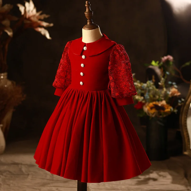 2-12 yrs Kids Dresses 2022 new Baby Girl Princess dress Claret Lace Children Pageant Gown Girls dress For Party Wedding Dress
2-12 yrs Kids Dresses 2022 new Baby Girl Princess dress Claret Lace Children Pageant Gown Girls dress For Party Wedding Dress