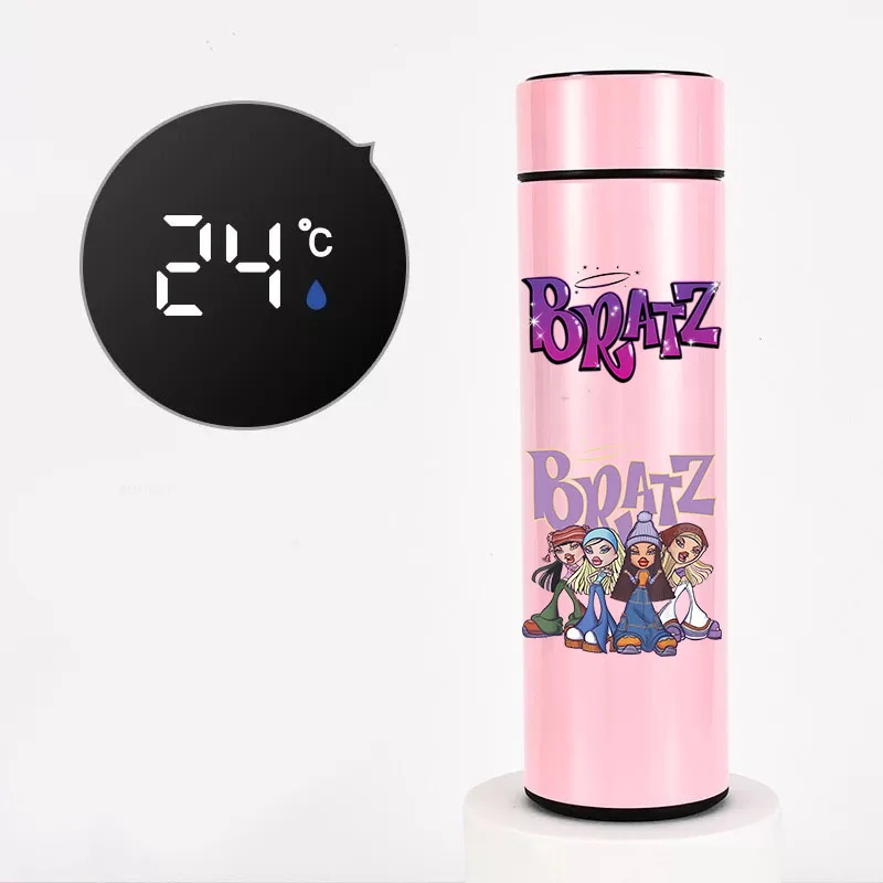 Bratzs мультфильм девушки термос чашка дисплей температуры из нержавеющей стали