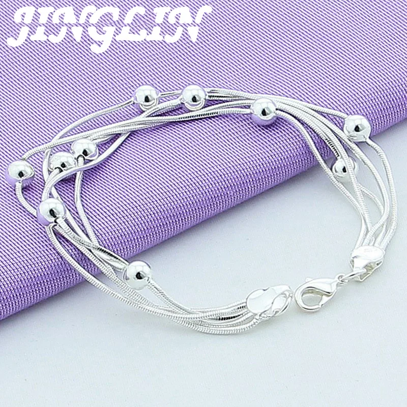 JINGLIN 925 Sterling Silver Five Snake Chain Bracelet Smooth Bead Fashion Women Wedding Engagement Jewelry
JINGLIN 925 Sterling Silver Five Snake Chain Bracelet Smooth Bead Fashion Women Wedding Engagement Jewelry