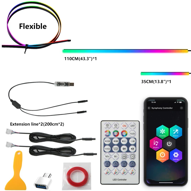 Универсальная автомобильная подсветка Symphony Ambient Lights Strip/USB APP Remote Control/Акриловый светодиодный светильник RGB для салона, радужная атмосферная лампа
Универсальная автомобильная подсветка Symphony Ambient Lights Strip/USB APP Remote Control/Акриловый светодиодный светильник RGB для салона, радужная атмосферная лампа