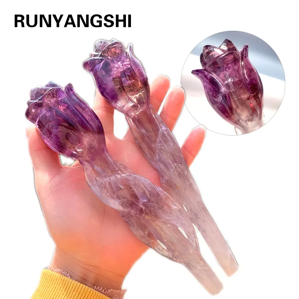 Natural Brazilian Amethyst Hand carving Crystal handicraft ornaments Rose Valentine's Day gift Energy gem home decoration
Natural Brazilian Amethyst Hand carving Crystal handicraft ornaments Rose Valentine's Day gift Energy gem home decoration