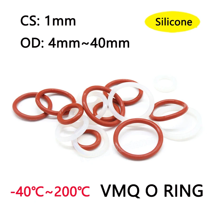 100pcs Red/White VMQ O Ring Seal Gasket Thickness CS 1mm OD 4-40mm Silicone Rubber O-ring Insulated Waterproof Washer Non-toxic
100pcs Red/White VMQ O Ring Seal Gasket Thickness CS 1mm OD 4-40mm Silicone Rubber O-ring Insulated Waterproof Washer Non-toxic