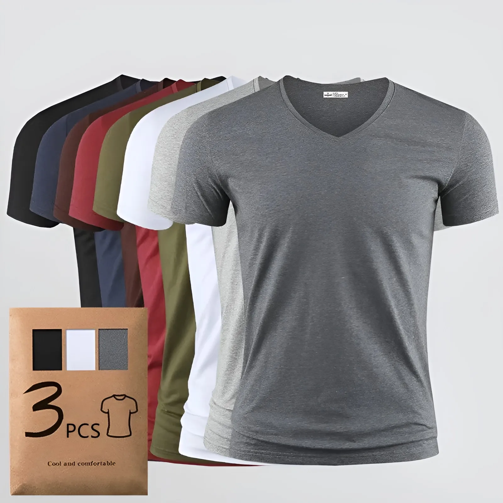 M-5XL 3 Piece Brand Quality Cotton White T-Shirt for Men Short Sleeve V-Neck Fashion Slim Men's Solid Color Tops Casual Summer
M-5XL 3 Piece Brand Quality Cotton White T-Shirt for Men Short Sleeve V-Neck Fashion Slim Men's Solid Color Tops Casual Summer