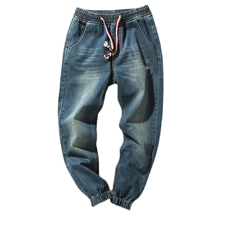 Джинсы мужские стрейчевые, брюки-карго из денима, эластичная талия, полная длина, Джоггеры в Корейском стиле, синие, размером 5XL 
Джинсы мужские стрейчевые, брюки-карго из денима, эластичная талия, полная длина, Джоггеры в Корейском стиле, синие, размером 5XL