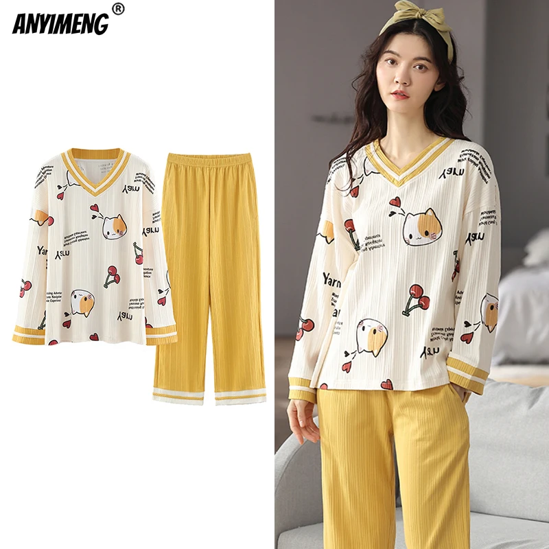 Daisy Printing Pajamas Set for Women Autumn Winter New Korean Minimalist Style Soft Cotton Pajama for Lady Fashion Girls Pijamas
Daisy Printing Pajamas Set for Women Autumn Winter New Korean Minimalist Style Soft Cotton Pajama for Lady Fashion Girls Pijamas