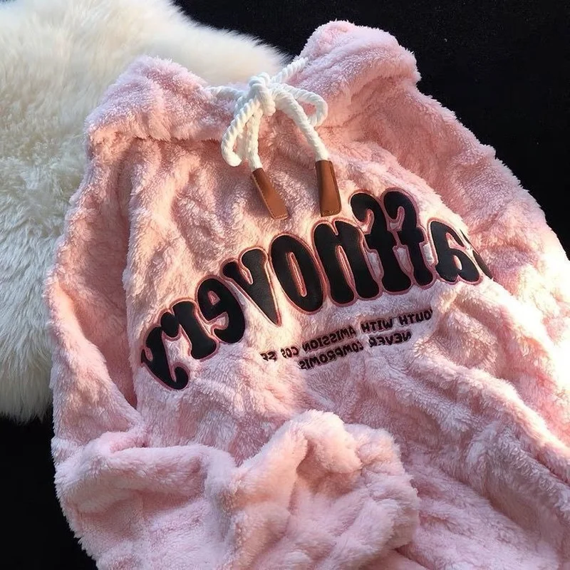 Cute and Gentle Letter Embroidery Plus Velvet Thick Lamb Wool Sweater Women Autumn and Winter Loose Retro High Sense Hoodie 2021
Cute and Gentle Letter Embroidery Plus Velvet Thick Lamb Wool Sweater Women Autumn and Winter Loose Retro High Sense Hoodie 2021