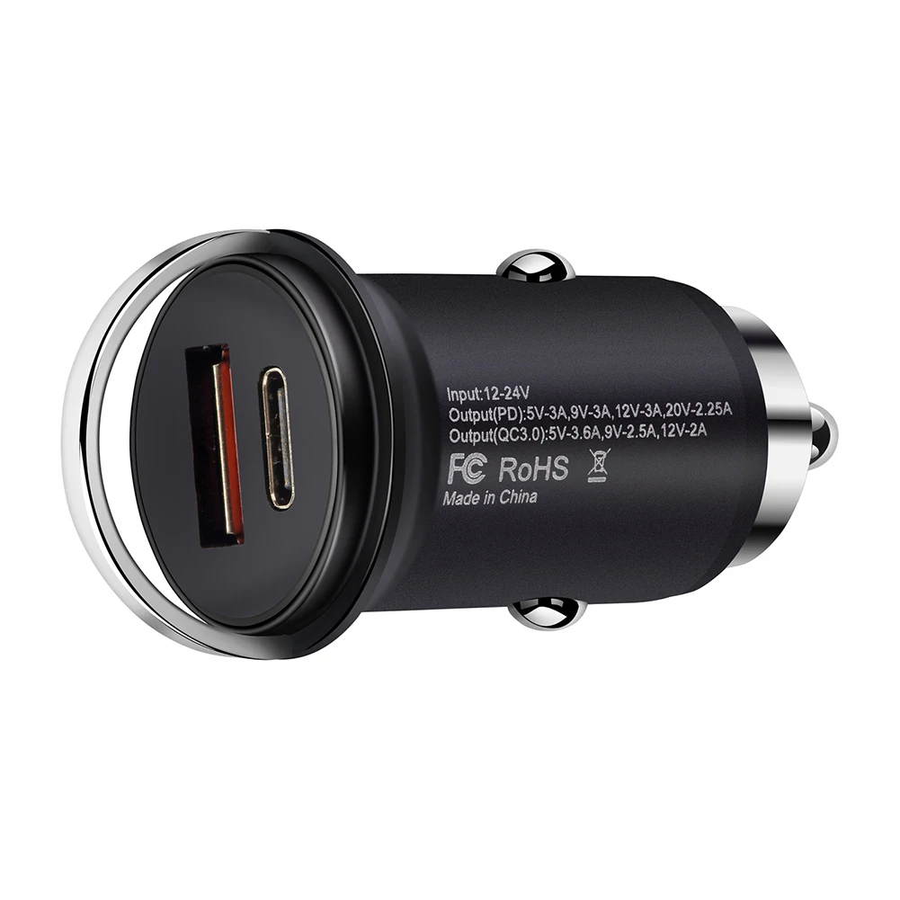 Electronic Car Charger 45W Max 5V-15V/3A Black Hard Plastic+Metal Mini Thumb-sized Body PD+QC3.0 Safe Charging Universal
Electronic Car Charger 45W Max 5V-15V/3A Black Hard Plastic+Metal Mini Thumb-sized Body PD+QC3.0 Safe Charging Universal