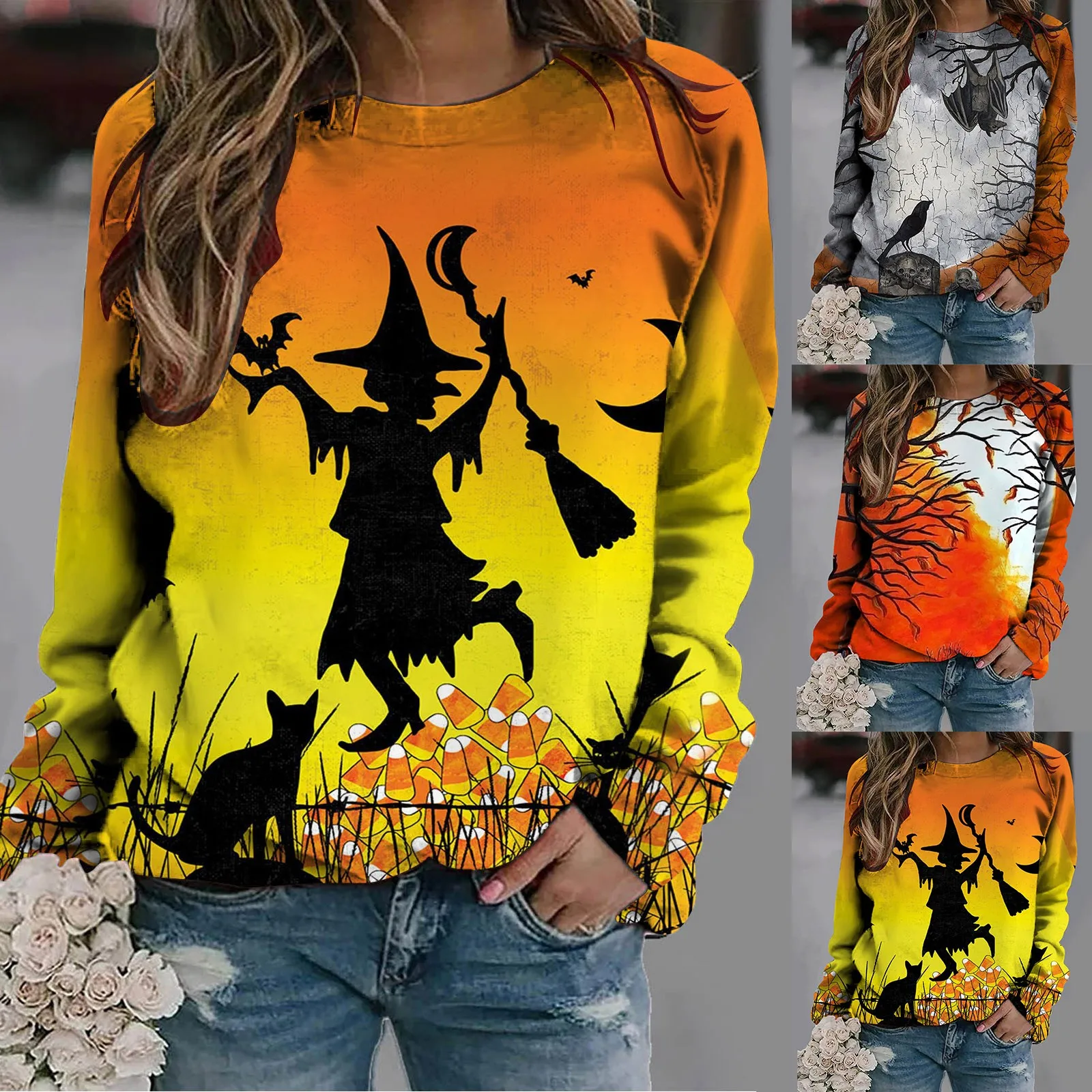 Three Quarter Zip up Women Halloween Womens Casual Long Sleeve Crew Neck Skeleton Printed Hoodless Pullover Fleece Hoodie
Three Quarter Zip up Women Halloween Womens Casual Long Sleeve Crew Neck Skeleton Printed Hoodless Pullover Fleece Hoodie