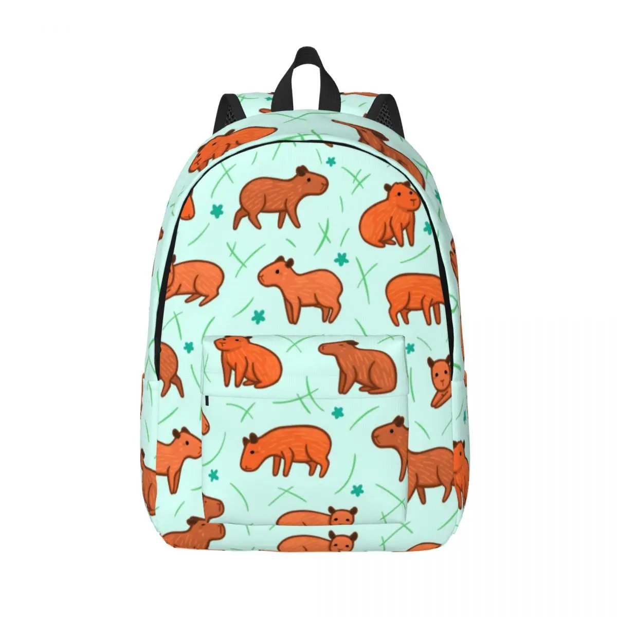 

Custom Capybara Pattern Canvas Backpack Women Men Fashion Bookbag for School College Wild Animals Of South America Bags