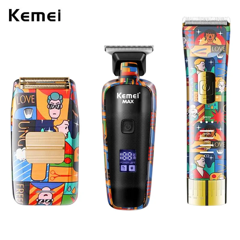 Kemei Electric Hair Clipper Rechargeable 0mm Hair Trimmer Graffiti Razor Barber Shop Hair Finishing Cutting Machine combo 3 in 1
Kemei Electric Hair Clipper Rechargeable 0mm Hair Trimmer Graffiti Razor Barber Shop Hair Finishing Cutting Machine combo 3 in 1