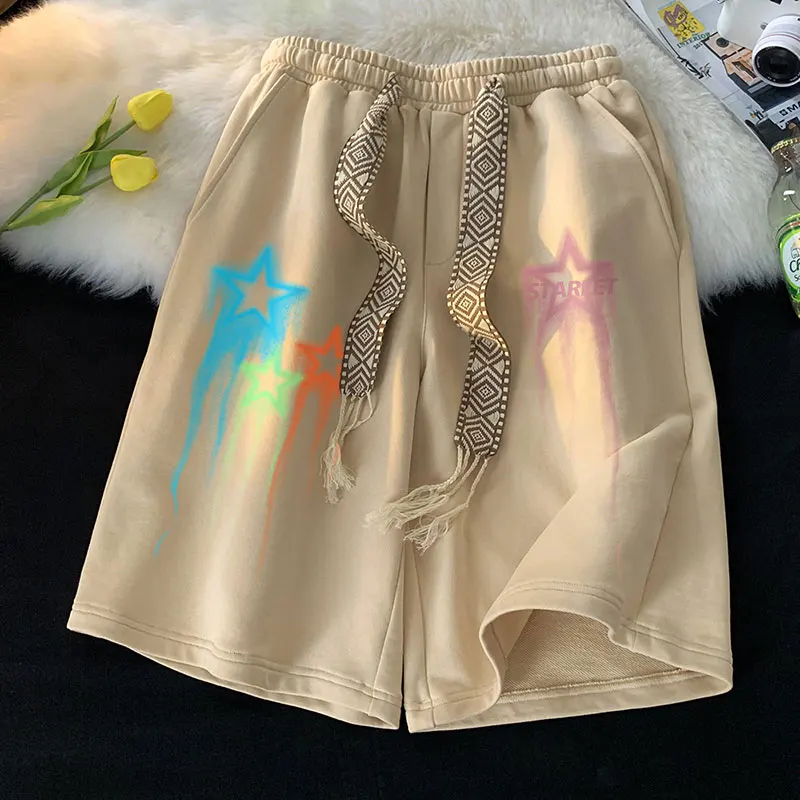 High Street Fashion Drawstring Five-point Pants Men Streetwear Retro Star Graffiti Print Shorts Men High Quality Oversize Short
High Street Fashion Drawstring Five-point Pants Men Streetwear Retro Star Graffiti Print Shorts Men High Quality Oversize Short