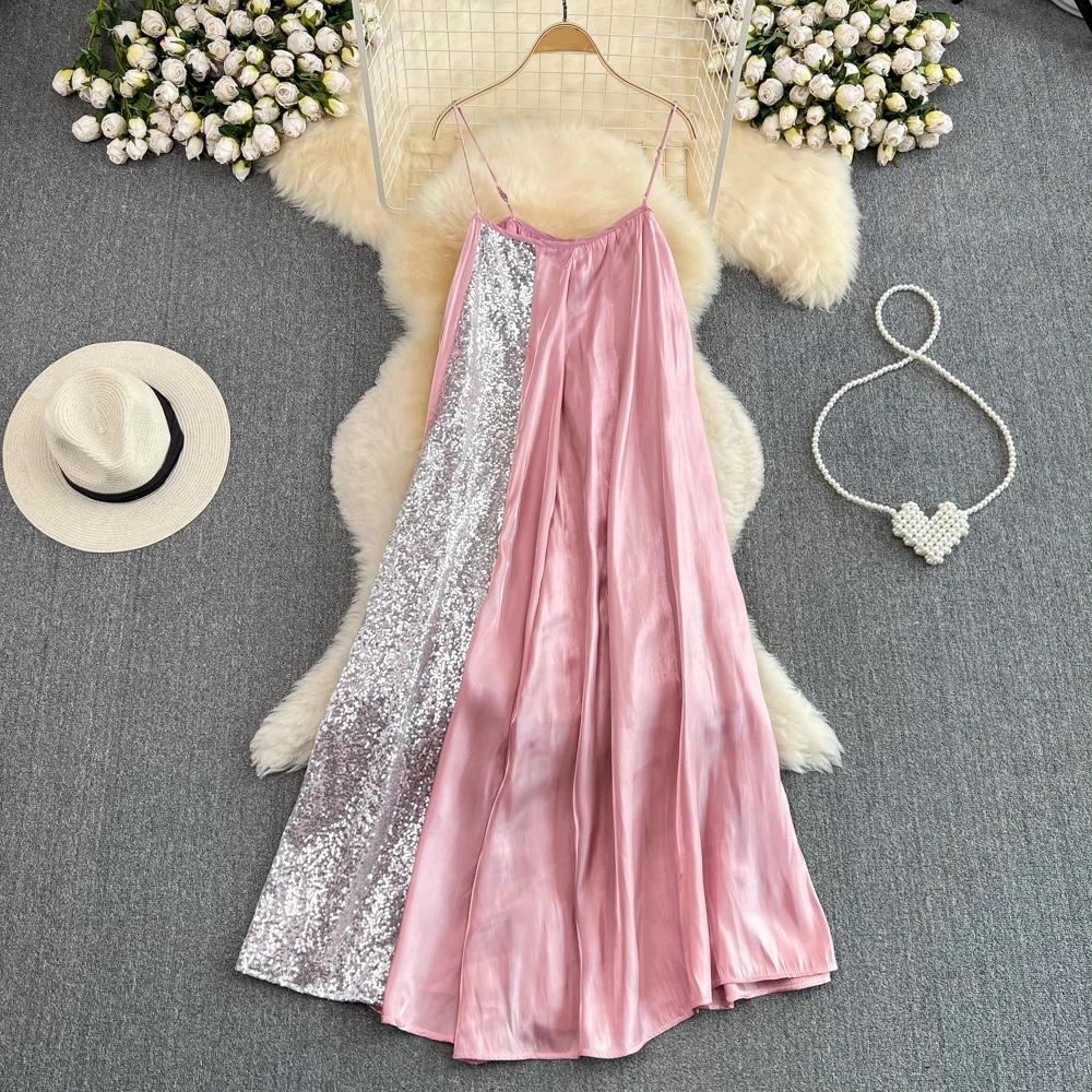 Clothland Women Vintage Sequined Pink Dress Adjustable Straps Sleeveless Straight Summer Shiny Midi Dresses Vestido QB793
Clothland Women Vintage Sequined Pink Dress Adjustable Straps Sleeveless Straight Summer Shiny Midi Dresses Vestido QB793
