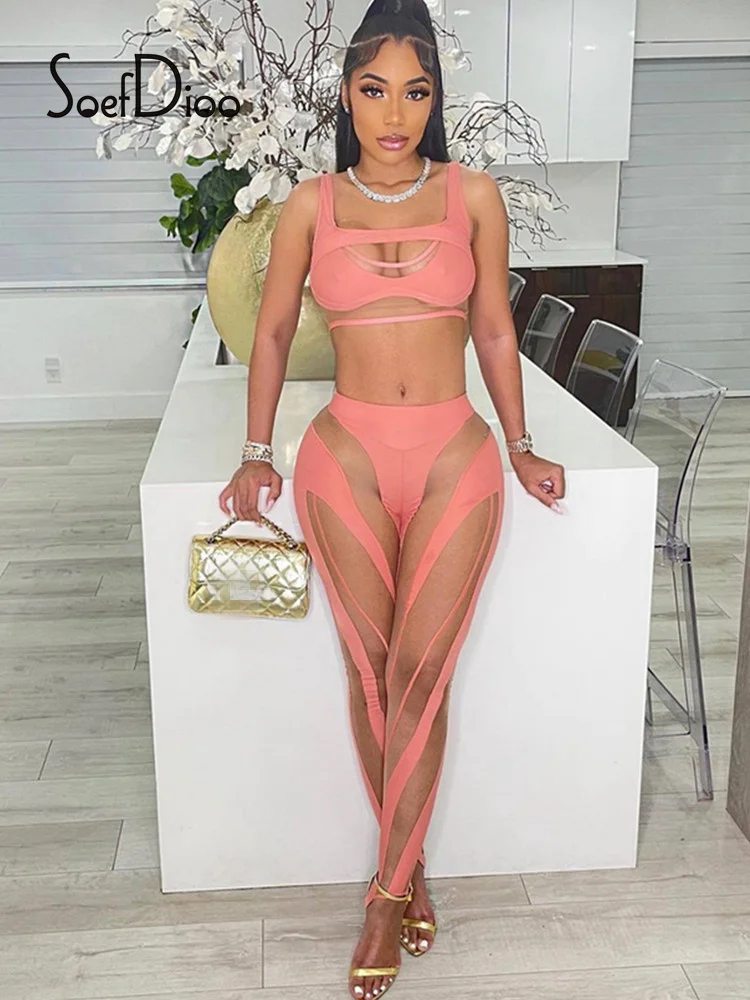 Soefdioo Patchwork Mesh Crop Tank Top and High Waist Pencil Pants Two Piece Set Women 2022 Summer Sexy Club Outfits
Soefdioo Patchwork Mesh Crop Tank Top and High Waist Pencil Pants Two Piece Set Women 2022 Summer Sexy Club Outfits