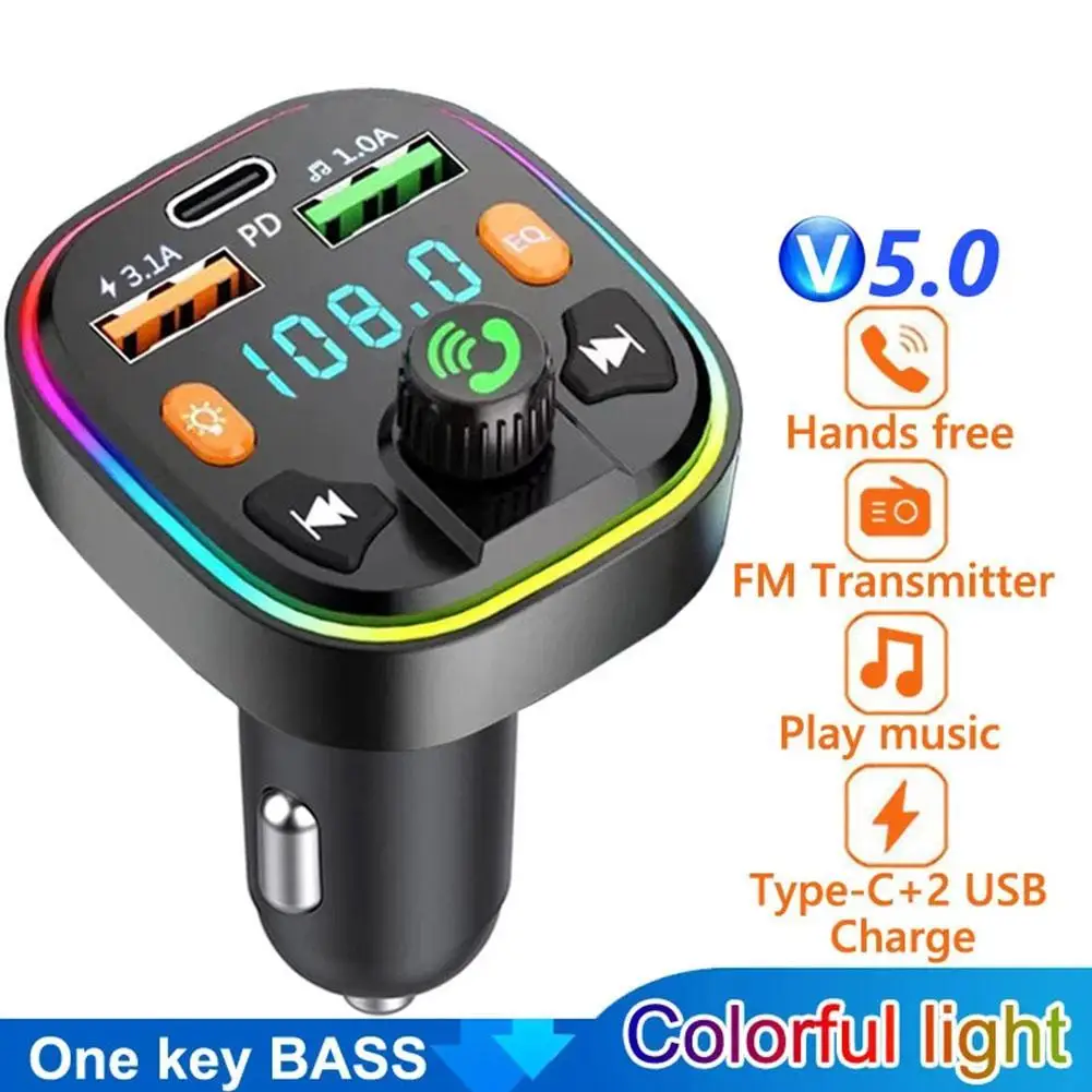 

Car Bluetooth 5.0 FM Transmitter USB 3.1A Fast Car Charger Mp3 Player U Disk Fm Call Bluetoot Support Hands-free Transmitters