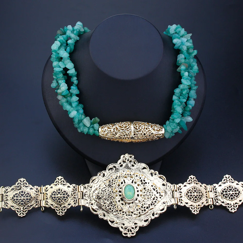 Neovisson Сияющий марокканский пояс ожерелье модное женское платье натуральный камень золотой цвет ювелирные изделия невесты кафтан подарок
Neovisson Сияющий марокканский пояс ожерелье модное женское платье натуральный камень золотой цвет ювелирные изделия невесты кафтан подарок