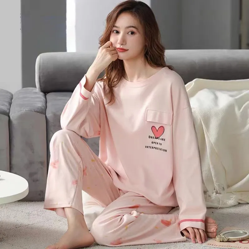 Loose Pajamas Ladies Spring Autumn New Long Sleeve 100%cotton Women's Autumn And Winter Large Size Casual Comfort Homewear Set
Loose Pajamas Ladies Spring Autumn New Long Sleeve 100%cotton Women's Autumn And Winter Large Size Casual Comfort Homewear Set