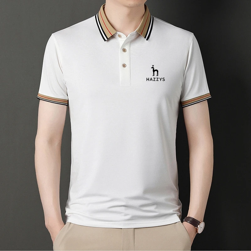 Рубашка-поло HAZZYS мужская с коротким рукавом, Модная вязаная кофта с воротником на пуговицах, деловой Повседневный Свободный Топ, лето 2023 
Рубашка-поло HAZZYS мужская с коротким рукавом, Модная вязаная кофта с воротником на пуговицах, деловой Повседневный Свободный Топ, лето 2023