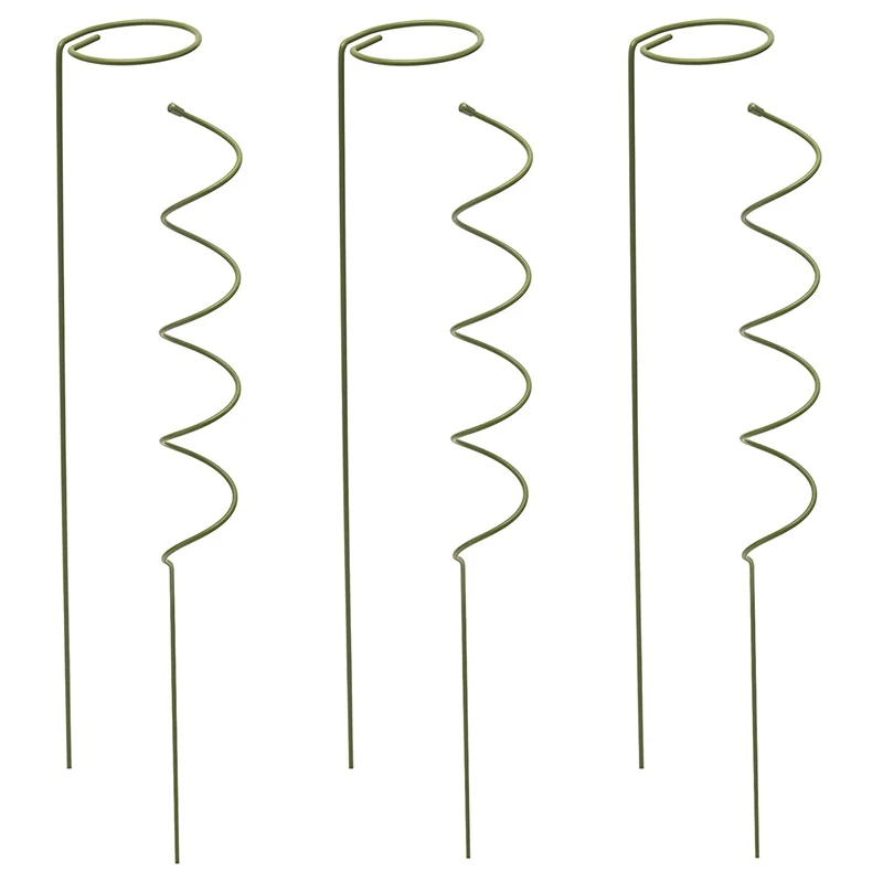 

Climbing And Stem Plant Support Stakes - 16 Inches 3X Single Stem Flower Stakes And 3X Spiral Plant Wires Garden Stakes