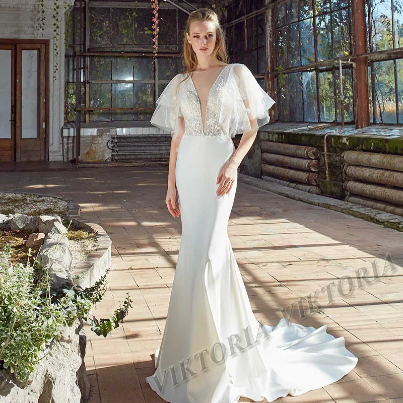 VIKTORIA Modern Wedding Dresses SCOOP Custom-Made Backless Floor-Length Mermaid Batwing-Sleeve Appliques 2022 Robe De Mariee
VIKTORIA Modern Wedding Dresses SCOOP Custom-Made Backless Floor-Length Mermaid Batwing-Sleeve Appliques 2022 Robe De Mariee