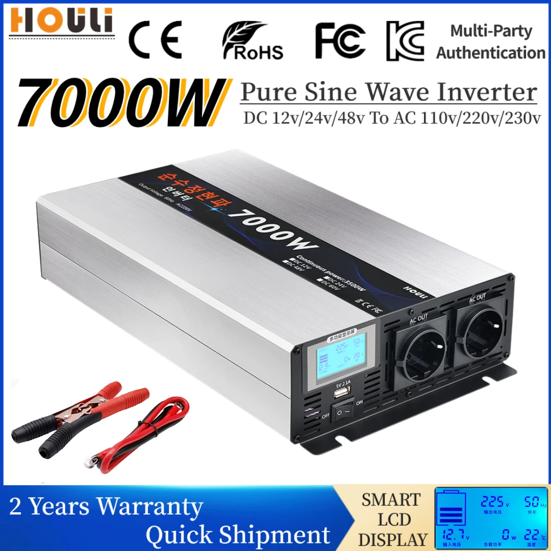 Pure Sine Wave Power Inverter 12v 24v To 110v 220v Volt Europe Converter 5000W 6000W 7000W Solar Car Transformer With USB Charge
Pure Sine Wave Power Inverter 12v 24v To 110v 220v Volt Europe Converter 5000W 6000W 7000W Solar Car Transformer With USB Charge