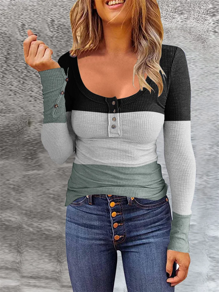 Женская футболка с длинным рукавом, круглым вырезом и градиентным цветом
Женская футболка с длинным рукавом, круглым вырезом и градиентным цветом