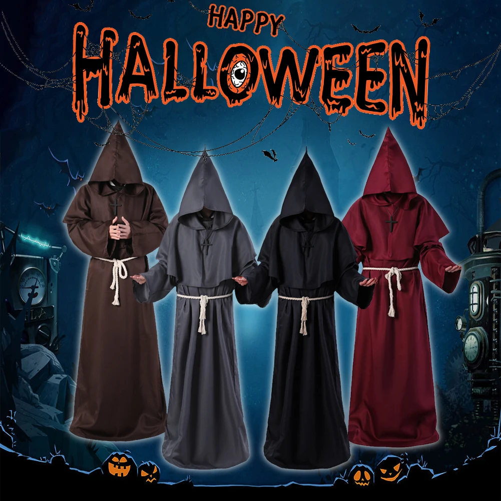 Medieval Monk Robe for Adults Men Women Halloween Hooded Cloak Full Length Friar Priest Robe Cosplay Party Masquerade Costumes
Medieval Monk Robe for Adults Men Women Halloween Hooded Cloak Full Length Friar Priest Robe Cosplay Party Masquerade Costumes