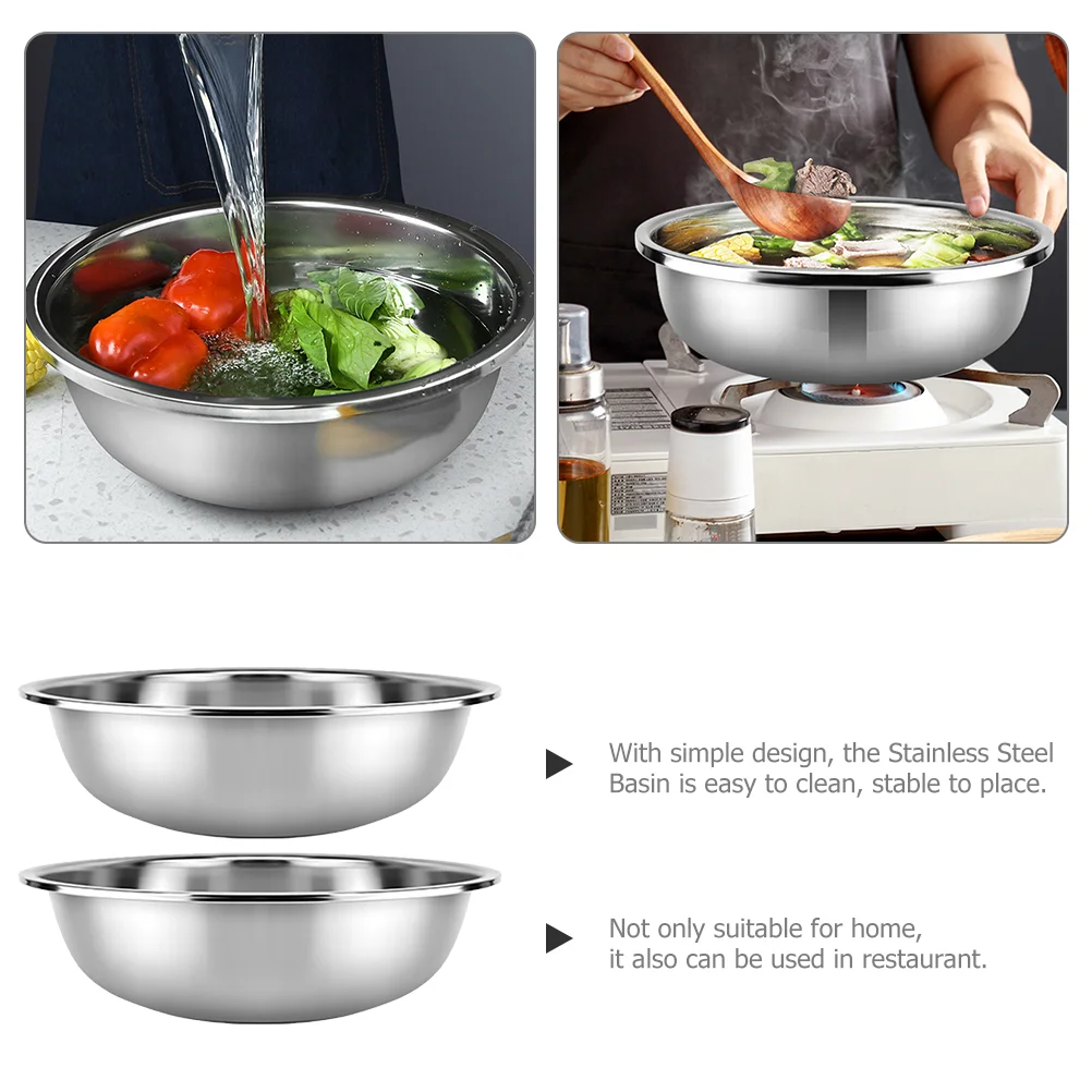 2 Pcs Stainless Steel Vegetable Basin Rice Large Bowl Big Mixing Bowls Extra Metal
2 Pcs Stainless Steel Vegetable Basin Rice Large Bowl Big Mixing Bowls Extra Metal