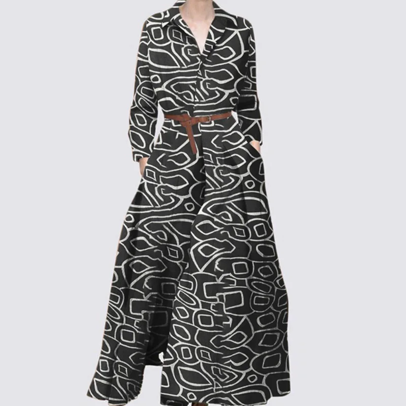 2022 Fashion Turn Down Collar Buttoned Shirts Dress New Long Sleeve Party Long Dresses Vintage Pattern Printed Loose Maxi Dress
2022 Fashion Turn Down Collar Buttoned Shirts Dress New Long Sleeve Party Long Dresses Vintage Pattern Printed Loose Maxi Dress