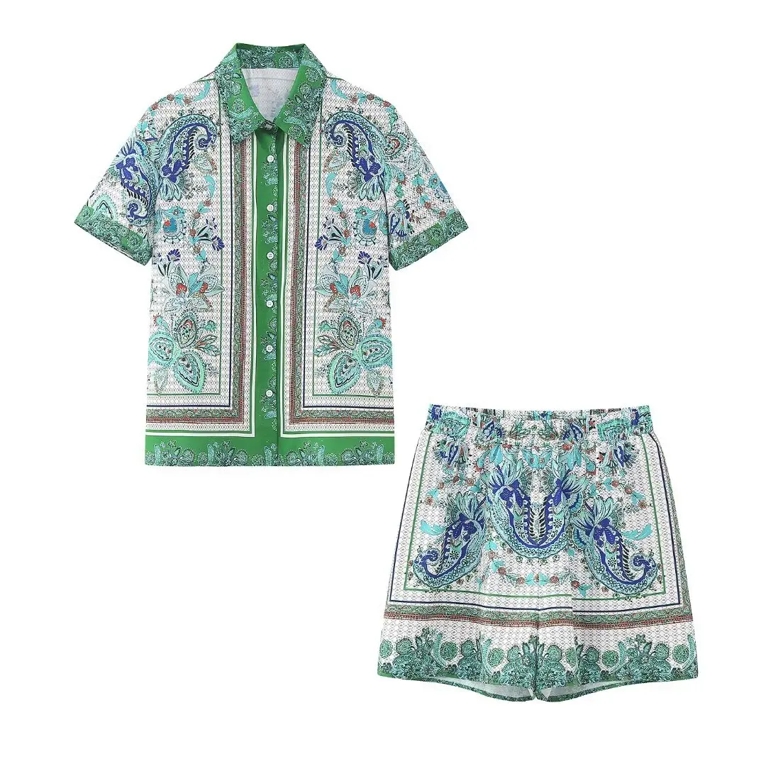 Set Women 2 Pieces 2023 New Fashion Printing Positioning Blouses Vintage Printed Positioning Shorts Female Shirts Chic Tops
Set Women 2 Pieces 2023 New Fashion Printing Positioning Blouses Vintage Printed Positioning Shorts Female Shirts Chic Tops