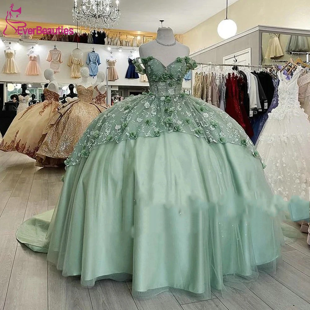 Sage Green Floral Lace Handmade Flowers Quinceanera Dresses Ball Gown Off The Shoulder Tiered Corset For Sweet 15 Girls Party
Sage Green Floral Lace Handmade Flowers Quinceanera Dresses Ball Gown Off The Shoulder Tiered Corset For Sweet 15 Girls Party