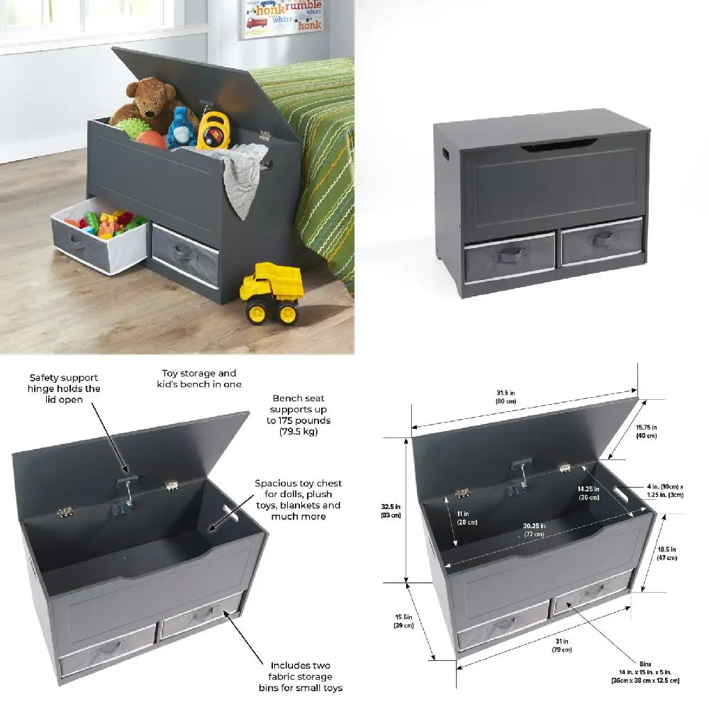 Pillow. Gorgeously Durable Charcoal Gray Toy Storage Box & Bench, including 2 Baskets & Down Pillow - 155 Characters
Pillow. Gorgeously Durable Charcoal Gray Toy Storage Box & Bench, including 2 Baskets & Down Pillow - 155 Characters