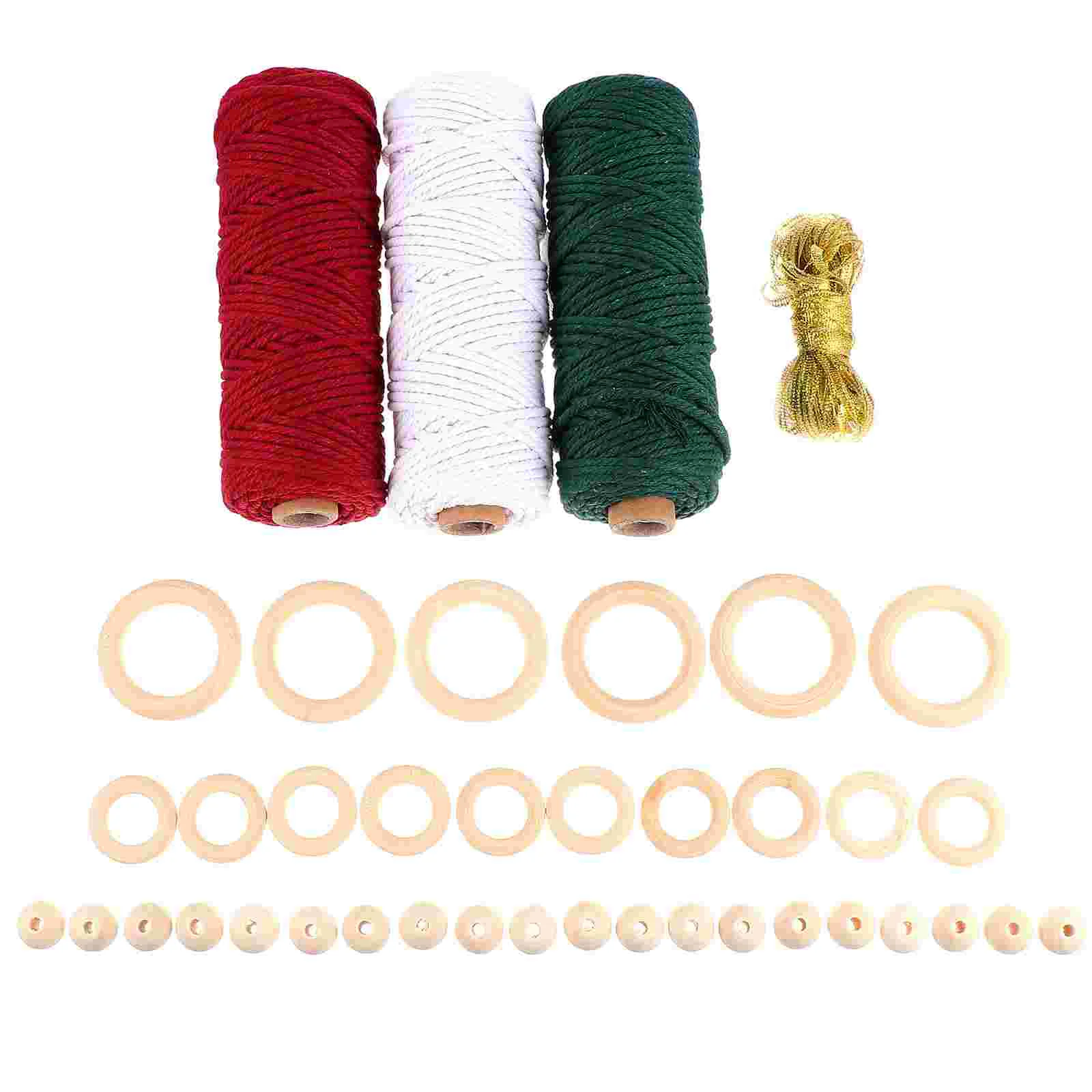 40 pcs Wooden Rings Beads and Rope Decorative Beginners Christmas Knitting Rope Macrame Kit for DIY Crafts
40 pcs Wooden Rings Beads and Rope Decorative Beginners Christmas Knitting Rope Macrame Kit for DIY Crafts