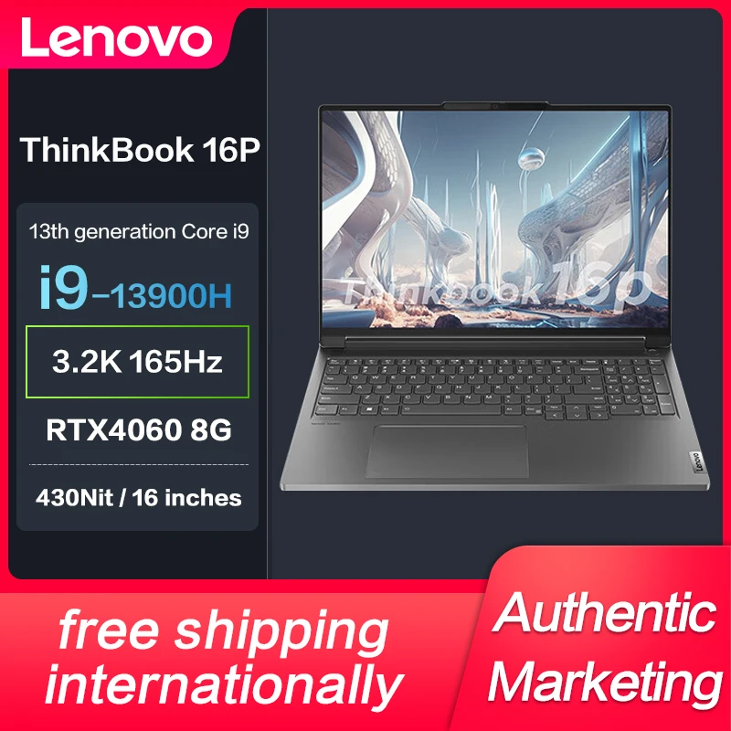 

New Lenovo ThinkBook 16P Laptop Intel I9-13900H 16G 1TBSSD RTX4060-8GB 3.2K 165Hz 16inch Slim Notebook
