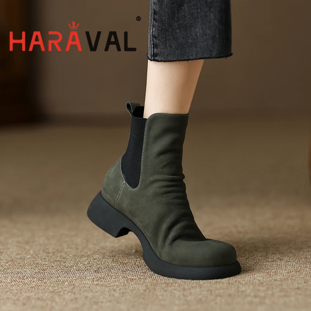 HARAVAL Women Winter Ankle Boots Solid Suede Rounde Toe Slip On Thick Low Heels Lady Spring Sheepskin Lining Soft Elegant
HARAVAL Women Winter Ankle Boots Solid Suede Rounde Toe Slip On Thick Low Heels Lady Spring Sheepskin Lining Soft Elegant