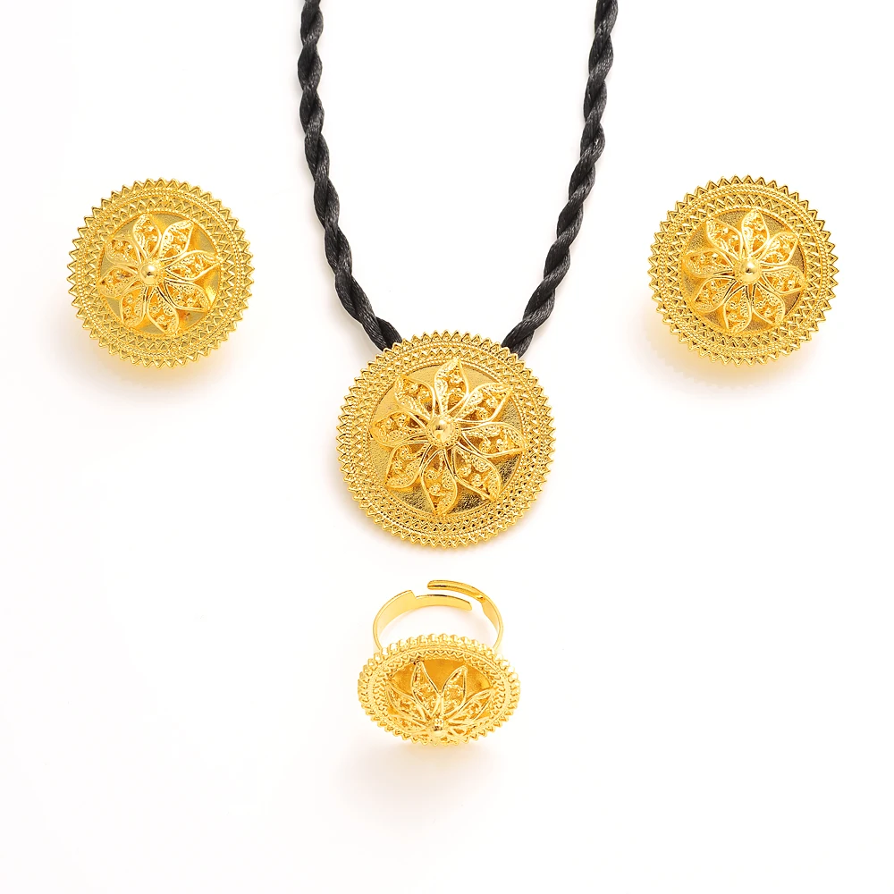Gold Color Ethiopian Dubai Jewelry Sets Necklace Pendant Earrings Ring Wedding Bride Habesha Sets African Party Gift
Gold Color Ethiopian Dubai Jewelry Sets Necklace Pendant Earrings Ring Wedding Bride Habesha Sets African Party Gift