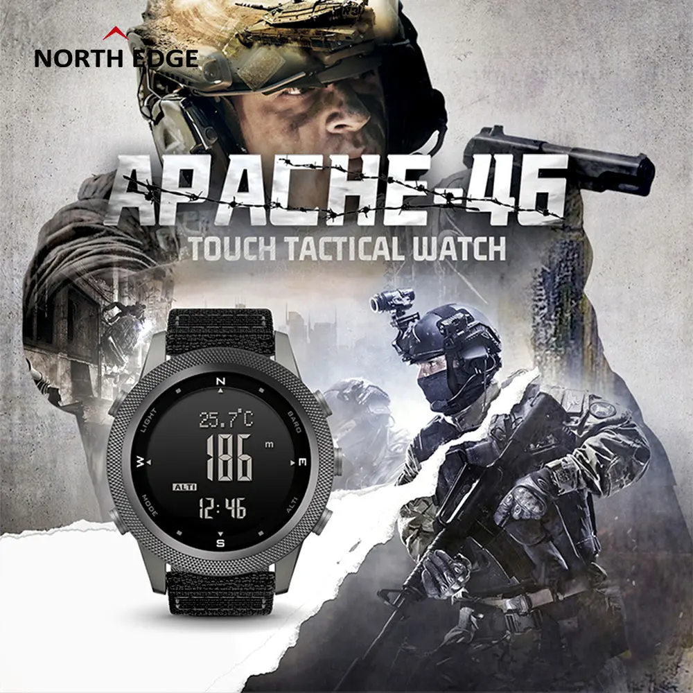 NORTH EDGE APACHE-46 Men Sports Digital Smart Watch Military Army Waterproof 50M Altimeter Barometer Compass World Time
NORTH EDGE APACHE-46 Men Sports Digital Smart Watch Military Army Waterproof 50M Altimeter Barometer Compass World Time
