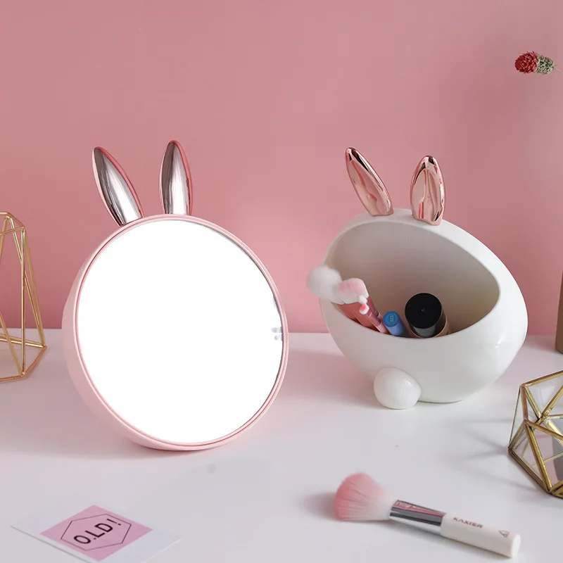TSHOU508 Round Makeup Mirror with Cosmetic Storage Box Creativity Cute Rabbit Ear Design Make Up Standing Mirror
TSHOU508 Round Makeup Mirror with Cosmetic Storage Box Creativity Cute Rabbit Ear Design Make Up Standing Mirror