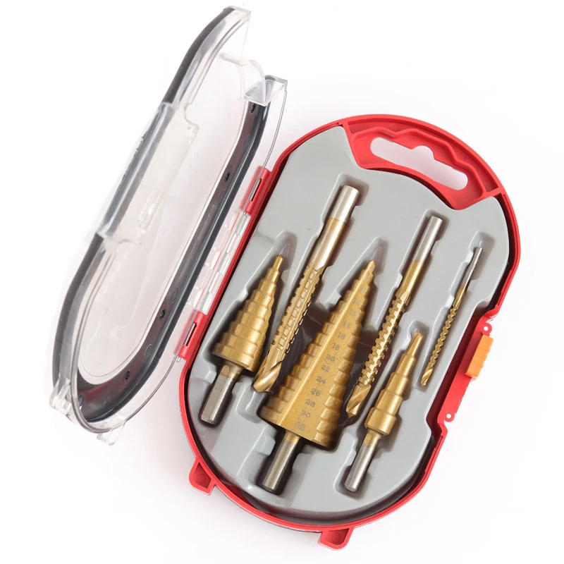 6-piece set of HSS Hex Shank High-Speed Steel Pagoda Step Drill Grooved Serrated Diamond Boxed Step Drill Saw Spiral Woodworking
6-piece set of HSS Hex Shank High-Speed Steel Pagoda Step Drill Grooved Serrated Diamond Boxed Step Drill Saw Spiral Woodworking